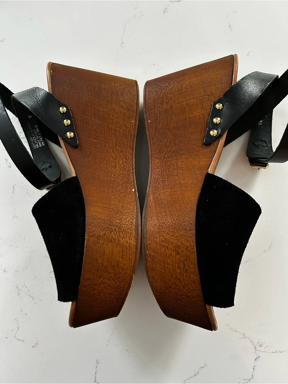 Seychelles black platform sandal heels leather suede size 8.5